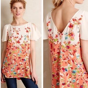 Anthropologie | Maeve Ludovica Floral Silk Tunic